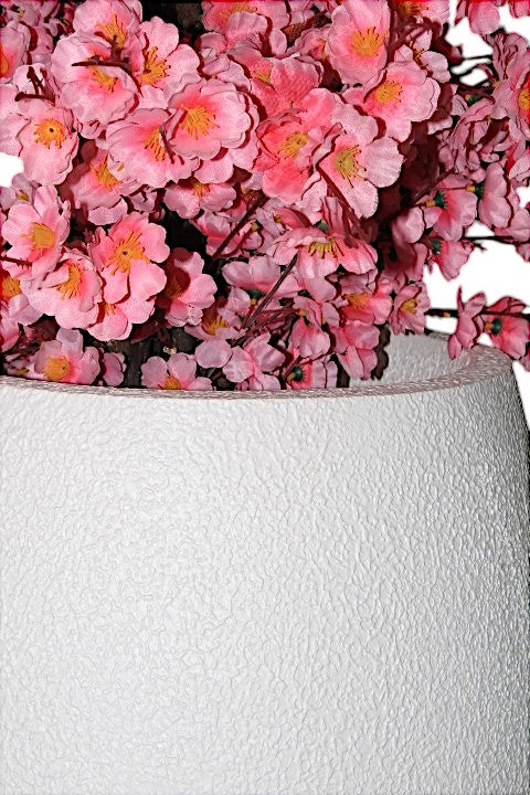 JP Fiberglass Flower Pot with Cherry Blossom Tree | Set of Planter & Plant | Customizable