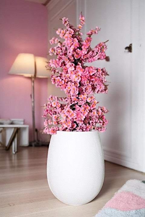 JP Fiberglass Flower Pot with Cherry Blossom Tree | Set of Planter & Plant | Customizable