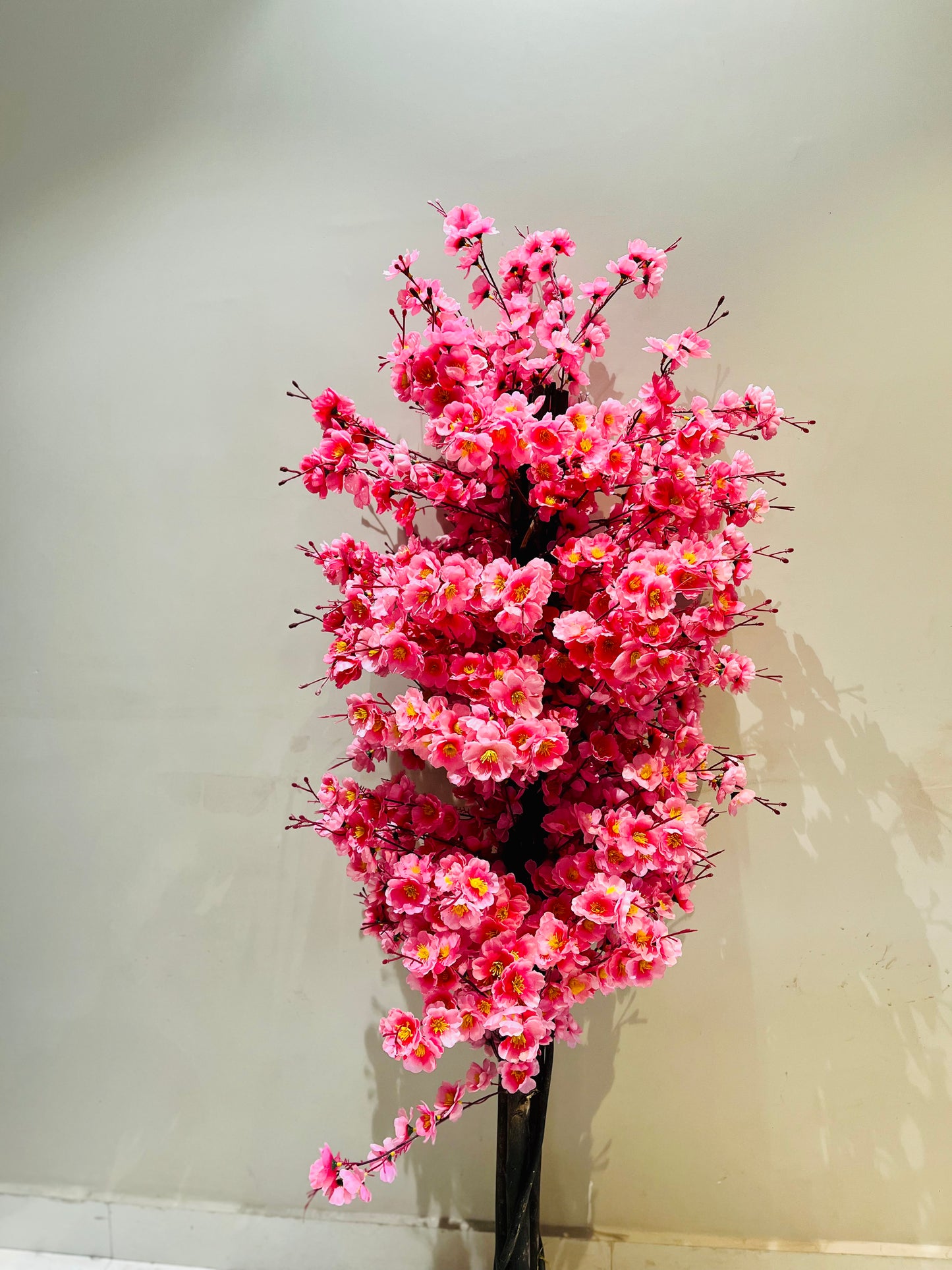 JP Fiberglass Flower Pot with Cherry Blossom Tree | Set of Planter & Plant | Customizable