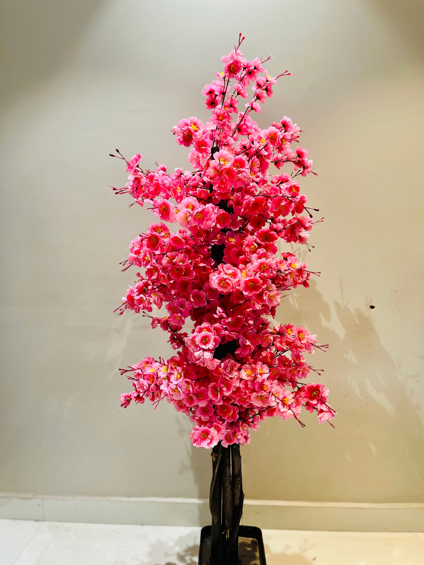 JP Fiberglass Flower Pot with Cherry Blossom Tree | Set of Planter & Plant | Customizable