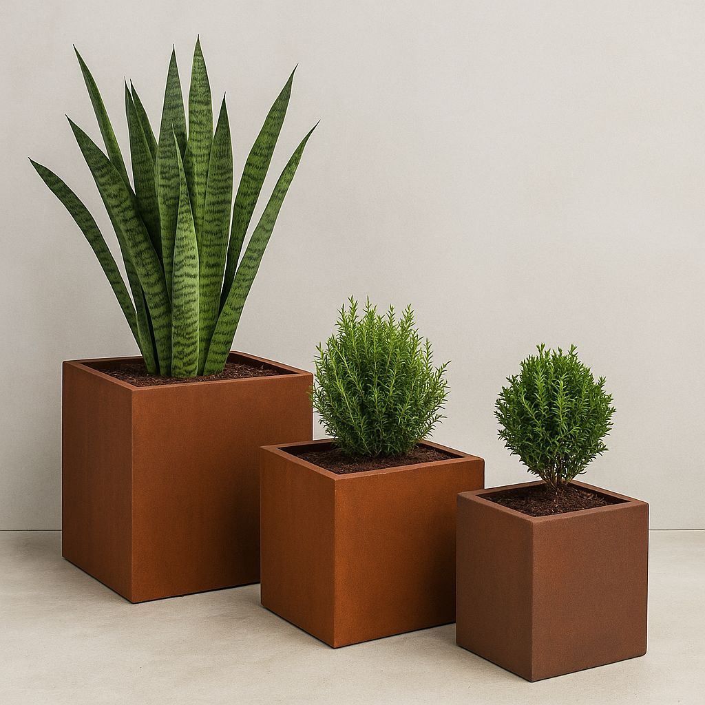JP Corten Steel Cube Planter