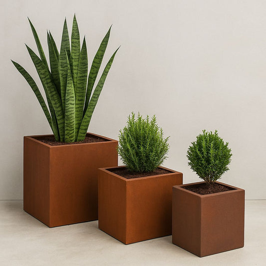 Corten Steel Cube Planter