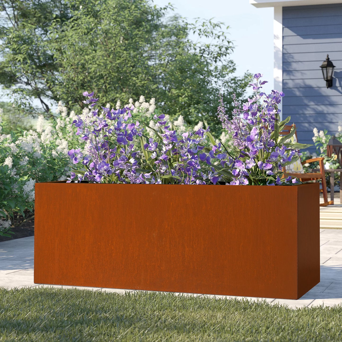 Corten Steel Cube Trough Planter