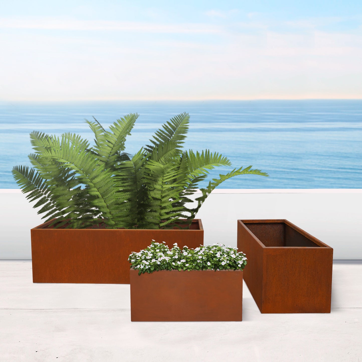 JP Corten Steel Cube Trough Planter