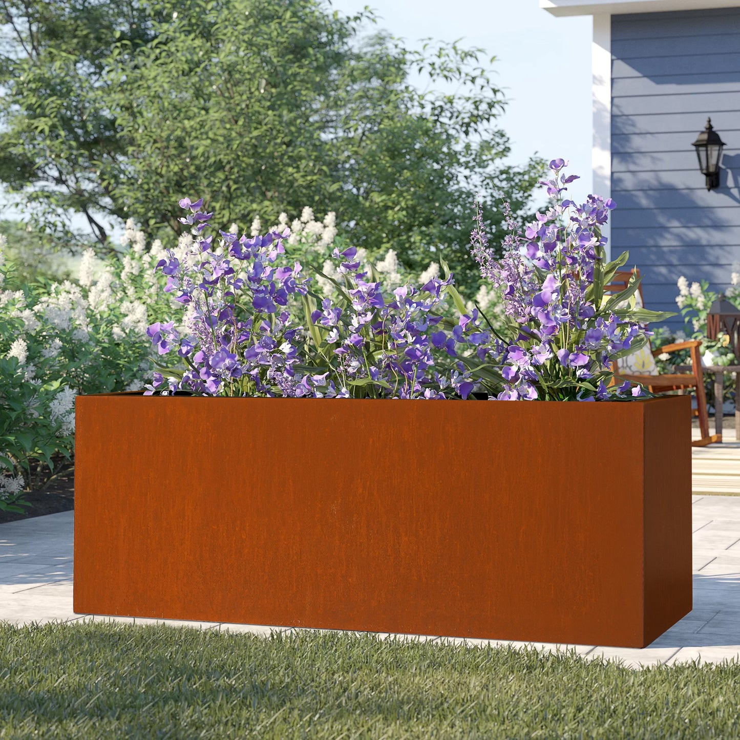 JP Corten Steel Cube Trough Planter