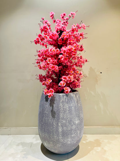 JP Fiberglass Flower Pot with Cherry Blossom Tree | Set of Planter & Plant | Customizable